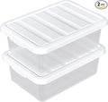 14 Quart Stackable Plastic Storage Bins with Lids Container to Organize Shoes and Crafts on Closet Shelves Garage Totes Tubs Boxes Organizing 2 Pack