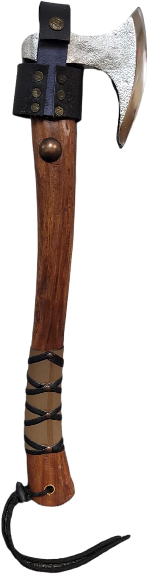Textured Stainless Steel Bearded Viking Axe Solid Hardwood Haft Hatchet Camping Tool