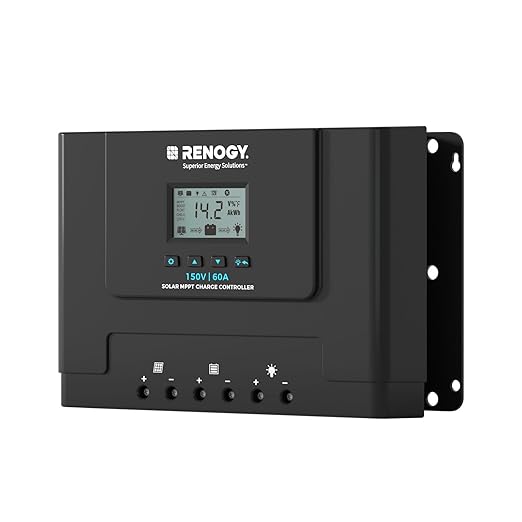Renogy 60A MPPT Solar Charge Controller 12V/24V/36V/48V Auto 150V Maximum Solar Input Compatible with Lithium AGM Gel Batteries for Home RV Marine Workshop Rover Lite 60A
