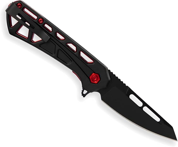 Buck Knives 813 Mini Trace Ops Folding EDC Knife 2.43” Pocket Knife Blade Aluminum Handle 7Cr17MoV Steel Tanto Folding Blade Black/Red 1.75 oz