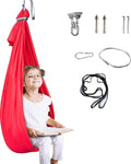 Therapy Swing for Kids with Special Needs (Hardware Included) Snuggle Swing Cuddle Hammock Indoor Adjustable Aerial Yoga for Children with Autism ADHD Aspergers Sensory Integration (Red)