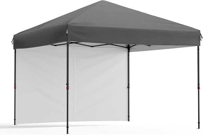 10 X 10ft Pop-Up Canopy Foldable Outdoor Sunshade Shelter One-Push Setup Tent for Events Parties Camping and Commercial Use. Instant Setup Tent Shelter with 1 Removable Sidewalls+ Gray