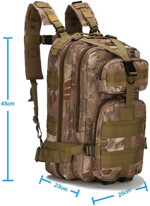 Outdoor Sports Pack Hiking Bag Tactical Rucksack Camo Knapsack Combat Camouflage Tactical Molle 25L 3P Backpack - Typhoon