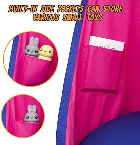 Y- STOP Kids Pod Swing Seat Hanging Hammock Chair Swing with Inflatable Pillow Sensory Swing Chair with Pocket for Outdoor and Indoor (Pink and Blue) pcs