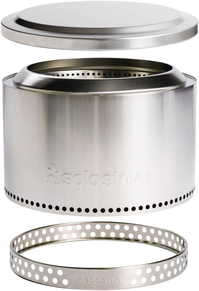 Solo Stove Yukon Essential Bundle | Portable Smokeless Fire Pit Stainless Steel for Wood Burning Incl. Yukon Fire Pit Lid and Stand Diameter: 27in Height: 19.8in Weight: 40.35lbs