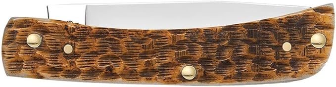 Case XX WR Pocket Knife Sod Buster Jr Amber Bone Handle Stainless Steel Blades Length Closed: 3 5/8 Inches W/Sharpening Stone