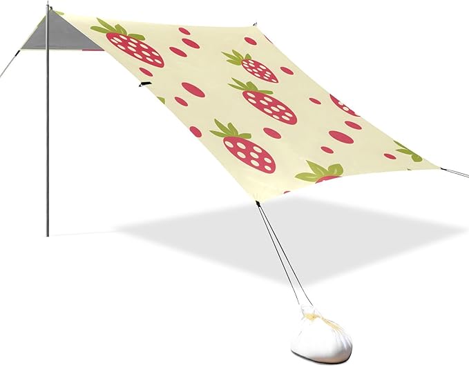 ALAZA Plant Strawberry Tile Abstract Pattern Beach Tent Sun Shelter Portable Canopy Sunshade for Outdoor Camping Picnics Backyard Fun 10x9 ft