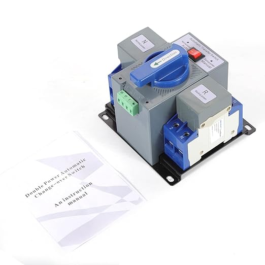 63A 2P Dual Power Automatic Transfer Switch Mini Dual Power Generator Changeover Switch Circuit Breaker Self Cast Conversion CB Level 50HZ/60HZ (2P 63A)