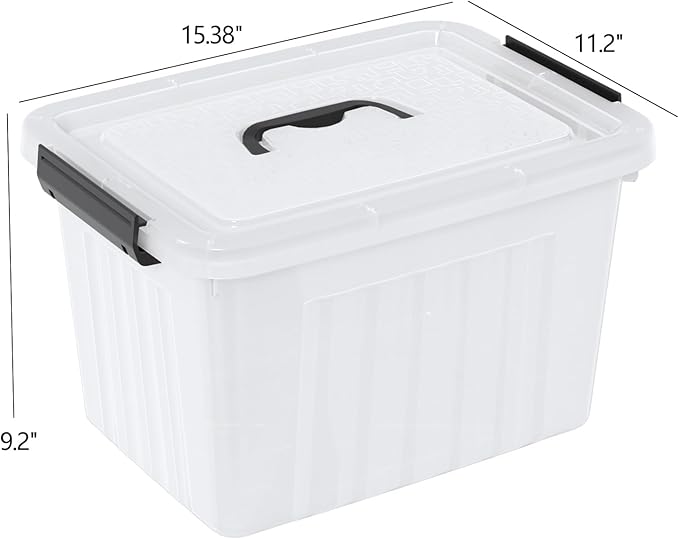 18 Quart Clear Storage Bin with Lid 4-Pack Plastic Storage Latch Box with Handles