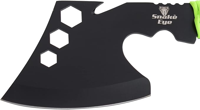 Snake Eye Tactical Compact Tomahawk Full Tang | Camping Axe | Outdoors | Gaming (Green Cord)