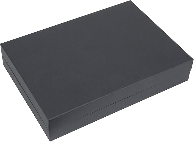 Bigso Box of Sweden Karin Collapsible Storage Box with Labelframe for Identification - Simple Assembly without Tools - Decorative Storage Boxes with Lids - 8.9in x 12.4in x 5.4in - 2 Pack - Dark Gray