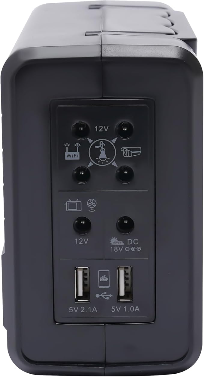 Solar Inverter with Solar Panel &amp 4 LED Lights 12V 4A Portable Power Generator Kit Emergency Energy Storage with USB DC Outlets Power Station for Home Backup Outdoors Camping Travel Hunting RV