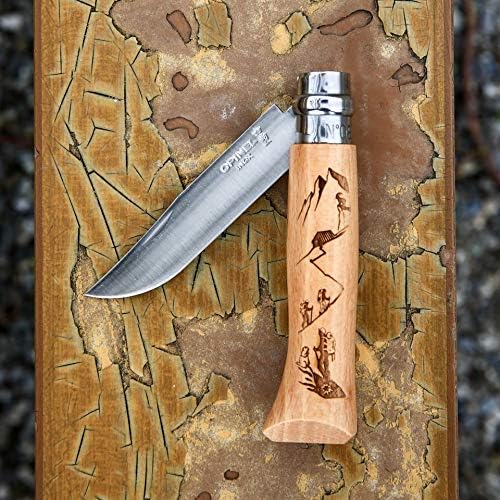 Opinel No8 Stainless Steel Pocket Knife - Alpine Adventures Collection - Skiing