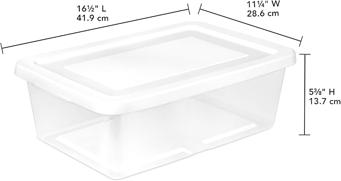Sterilite 30 Pack Storage Box 12 Quart Stackable Tote Clear Plastic Container with Secure Snapping Lids for Home and Office Organization White
