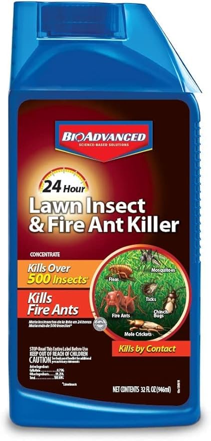 BioAdvanced 24 Hour Lawn Insect &amp Fire Ant Killer Concentrate 32 oz with BioAdvanced Home Pest Insect Killer Plus Germ Killer Ready-to-Use 24 oz