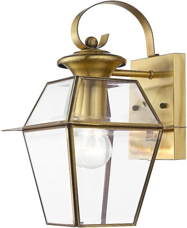 Livex Lighting 2181-01 Westover 1-Light Outdoor Wall Lantern Antique Brass