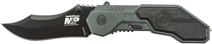 Smith &amp Wesson M&ampP SWMP1B 7.1in High Carbon S.S. Assisted Folding Knife with 2.9in Clip Point Blade and Aluminum Handle for Tactical Survival and EDCBlack