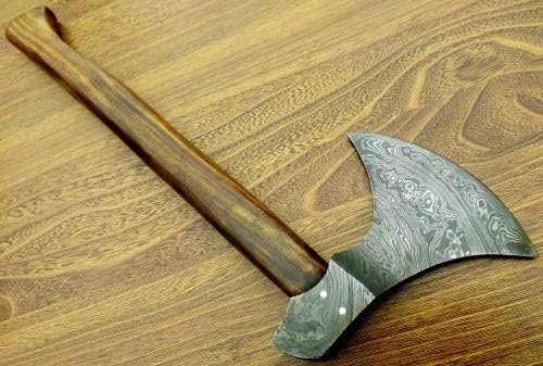 Axe Damascus Steel 18 Rose Wood Handle Axe/Hand Forged Woodsman Axe
