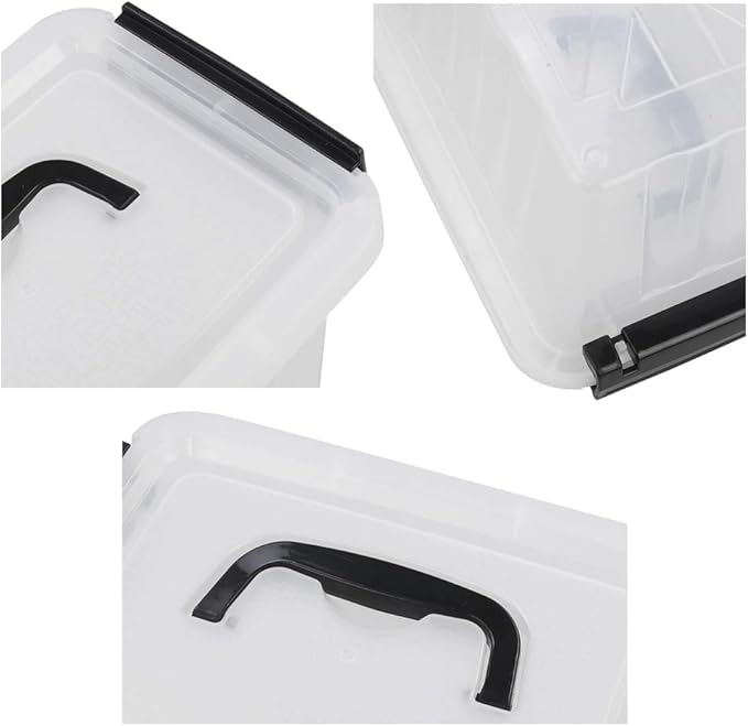 Asking Plastic Latching Box with Black Handle Lidded Storage Bins 6 Packs 3 Quart