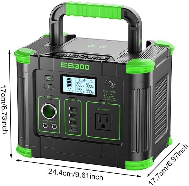GRECELL Portable Power Station 300W 288Wh Lithium Battery 60W Fast Charging Up to 300W(Peak 600W) AC Outlets Solar Generator for Outdoor Camping RVs Home Use