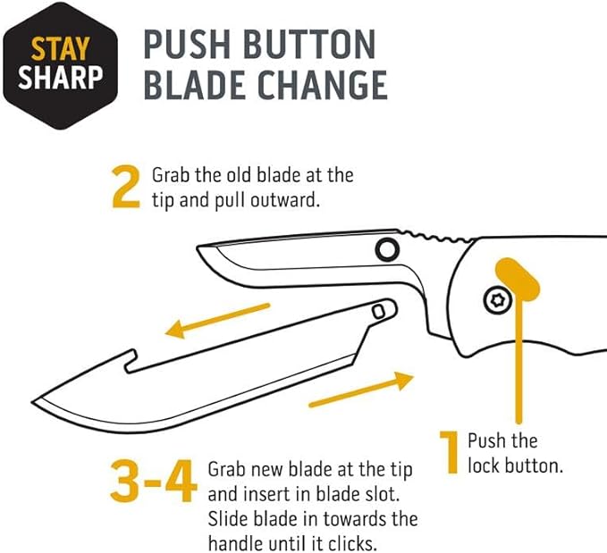 OUTDOOR EDGE 3.5 RazorLite EDC Pocket Knife (Obsidian Black) with Replaceable Blades and Clip Perfect Carry Knive for Camping Hunting and Survival Includes 12 Black Steel Drop Point Blades