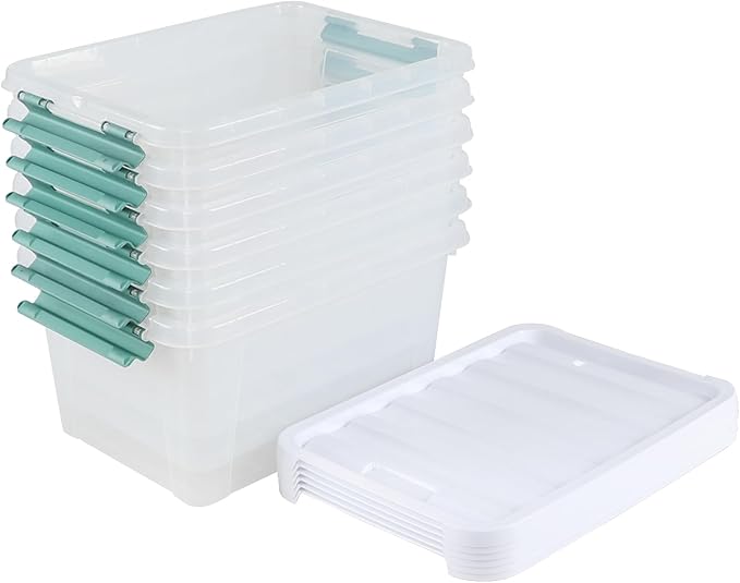6 Pack Plastic Latch Storage Box 20 Qt Storage Container with Lid