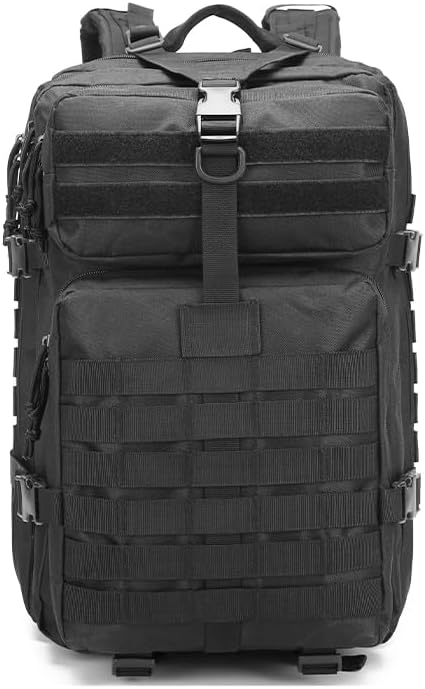 Tactical Backpack for Men 45L Military Gym Backpacks Large 3-Day Assault Pack Bug Out Bag MOLLE Daypack for Rucking Fishing Camping(Black)