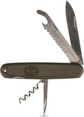 Mil-Tec German Army Style Compact Portable Heavy-Duty Olive Drab Multi-Tool Pocket Knife for Outdoor Enthusiasts Campers Hikers | Steel Fixed Blade | Cutting Slicing Carving | Everyday Carry