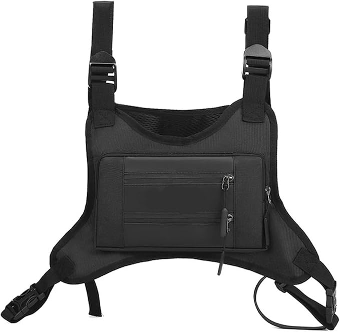 Genérico Tactical Chest BagCompatible for Men Running Front Vest Backpack Rig Outdoor Camping(Black B)