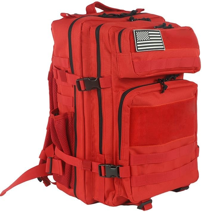 45L Military Tactical Backpacks Molle Army Assault Pack Bug Out Bag Hiking Treeking Rucksack Large Capacity Backpack Backpack(Red)