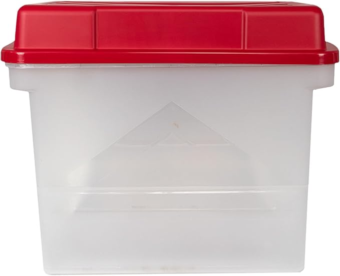 26 Gallon HI-TOP Storage Tote Clear Base with Red 4-Inch-Tall Lid 8-Pack