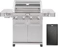 Monument Grills Larger 4-Burner Propane Gas Grills Stainless Steel Cabinet Style with Infrared Side Sear &amp Side Burners with Cooking Plate(2 Items) Outdoor Use