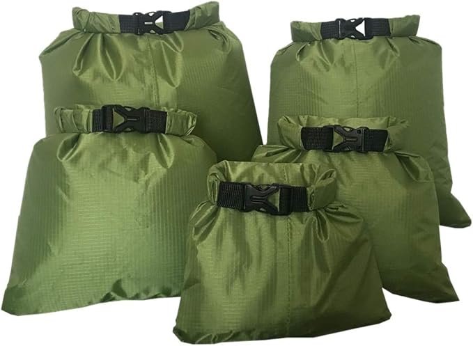 Waterproof Dry Bag Backpack 1.5L/2.5L/3.5L/4.5L/6L 5-Pack Dry Sack Stuff Sack Backpacking Gear Dry Bag Fanny Pack for Kayaking Boating Rafting Swimming Camping Hiking Fishing