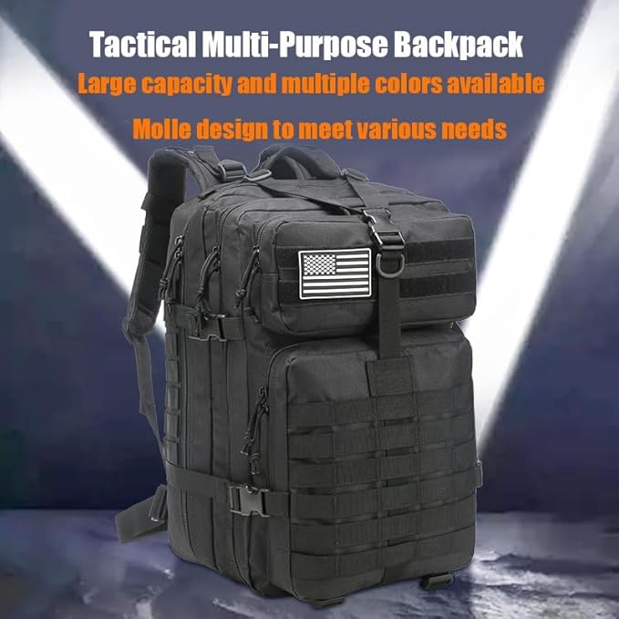 Tactical Backpack for Men Bug Out Bag Army Assault Pack Rucking Backpacks 45L MOLLE Military 3 Day Hiking Treeking Rucksack(Khaki-A)