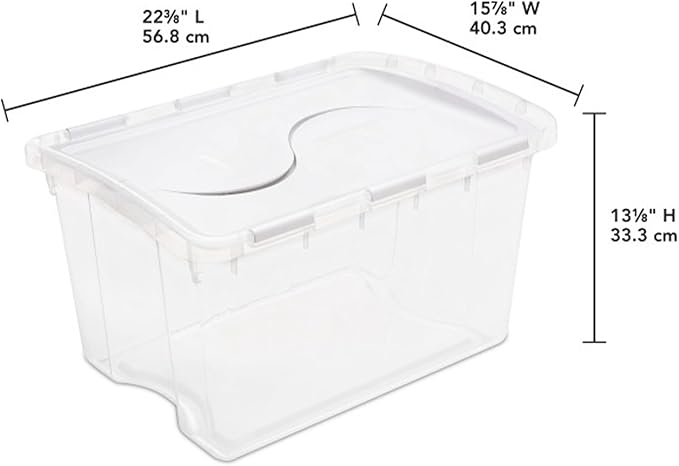 Sterilite 6-Pack Stackable Storage Bin with Lid Clear Plastic Design 48 Quart