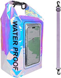 Clear Pvc Holographic Dry Bag 5L Roll Top Portable Fashionable Fishing Rafting Waterproof Dry Sack Keeps Gear Dry For Storage (5L)