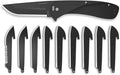 OUTDOOR EDGE RAZOR VX1 Black with 3 Black Drop Point Blades 1 Serrated Blade &amp 6 Sheepsfoot - Replaceable Blade EDC Folding Pocket Knife - 3 Stainless Blade Black Anodized Aluminum Handle