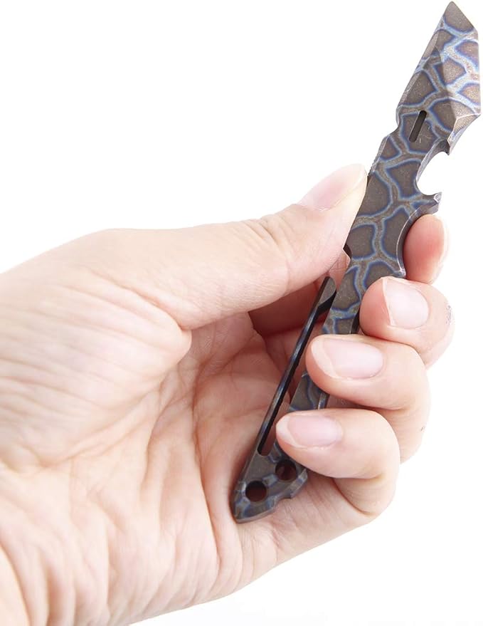 Titanium Pry Bar EDC Multi Tool with Bottle Opener Box Opener Clip Function (Multicolor)