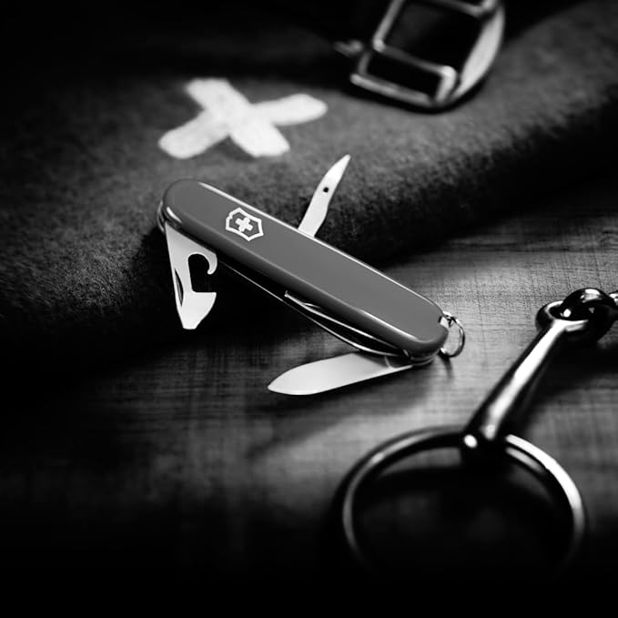 Victorinox Spartan Swiss Army Knife 12 Functions Swiss Made Pocket Knife with Corkscrew Can Opener and Screwdriver - Black