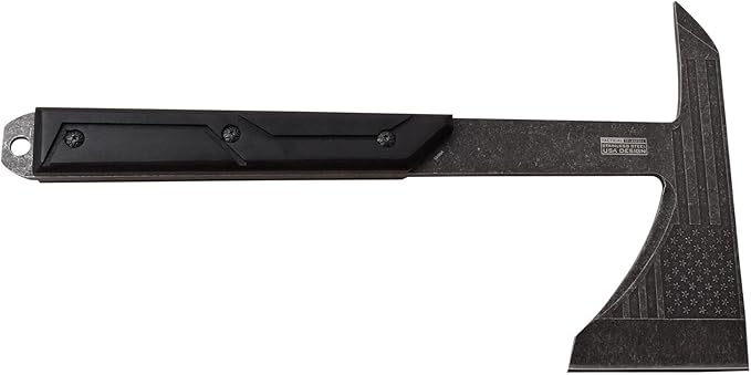 TAC-FORCE Tomahawk – Axe - Stonewash Finish Stainless Steel Blade w/Etched U.S.A. Flag Black Wood Handle Full Tang Construction Includes Nylon Sheath Tactical EDC Rescue - TF-AXE001SW