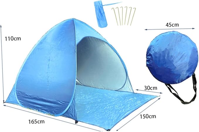 Toyvian Portable Automatic Up Beach Tent Shelter with UV Coating for Outdoor Camping Design for Travel and Beach Activities Blue
