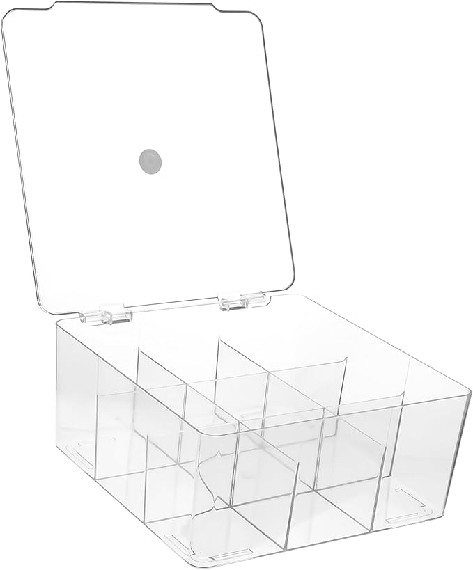 Cabilock 9grids Compartment Storage Box Plastic Display Case for Accessories Dustproof Jewelry Organizer
