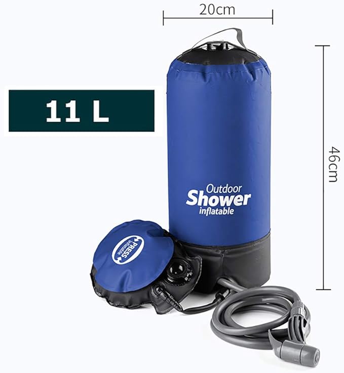 11 Litre Solar Heated Shower Bag Outdoor Shower Camping Portable Pressure Shower with Foot Pump Garden Shower