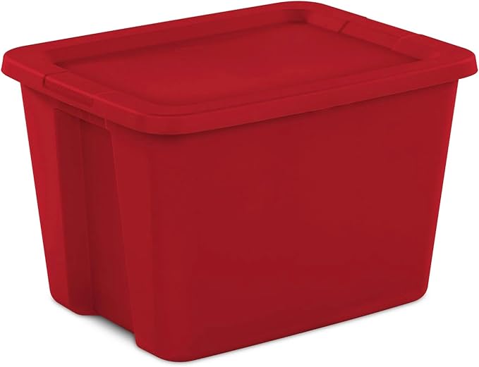 Red 8-Pack 18 Gallon Plastic Storage Bins with Snap-On Lids Stackable Lidded Containers with Comfortable Integrated Handles for Camping Gear Sports Equipment Tools Blankets &amp Sleeping Bags