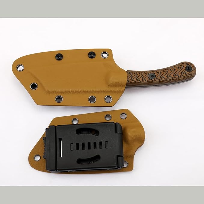3.3 Inch DC53 Fixed Blade Outdoor Camping Straight Knife with Kydex Sheath Gift for Men (Yellow handle black blade)