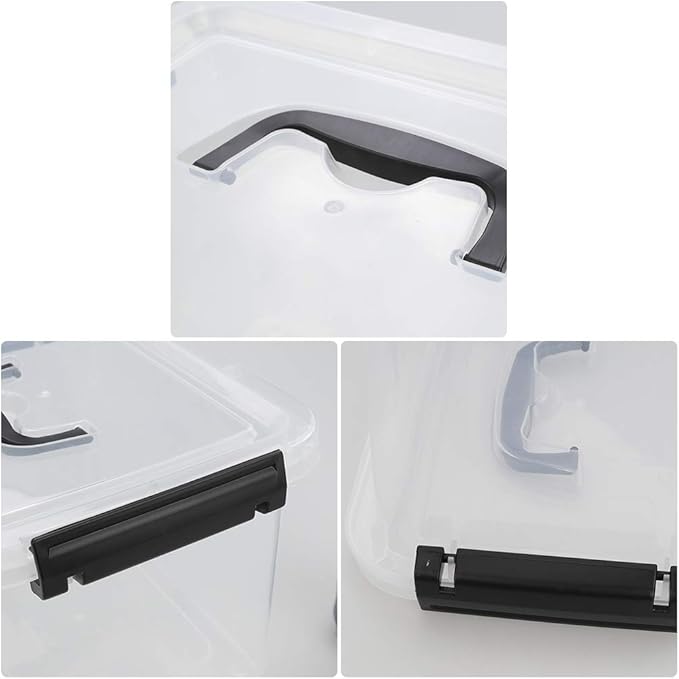 4-Pack Clear Storage Boxes 5 L Plastic Storage Latch Box