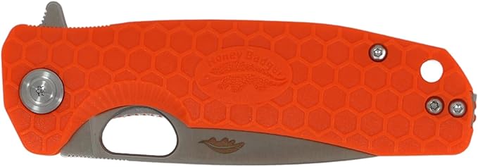 Honey Badger Large Pocket Knife EDC Drop Point Folding Utility Knife 3.6 Steel Blade Reversible Pocket Clip - (3.8oz) Drop Point Large Orange D2 HB1044
