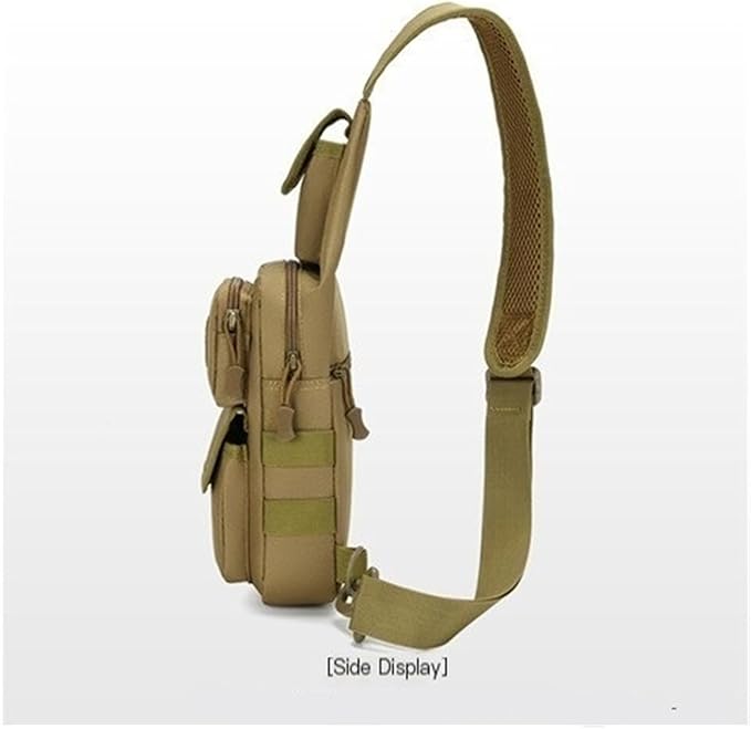 Tactical Chest Pack Modular Strap System Camouflage Sling Bag for Outdoor(Camel-green)
