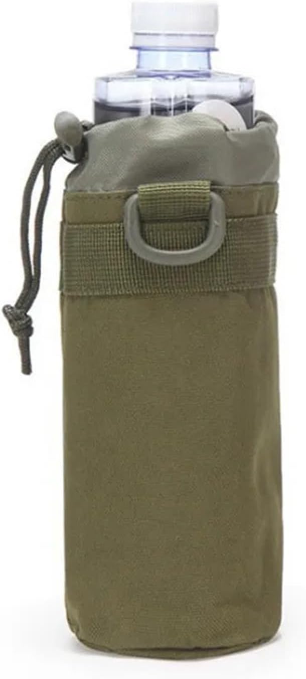 Outdoor Water Bottle Pouch Tactical Molle Kettle Pouch Holder Hiking Hunting Pulling Rope Multi Functional Bottle Bag