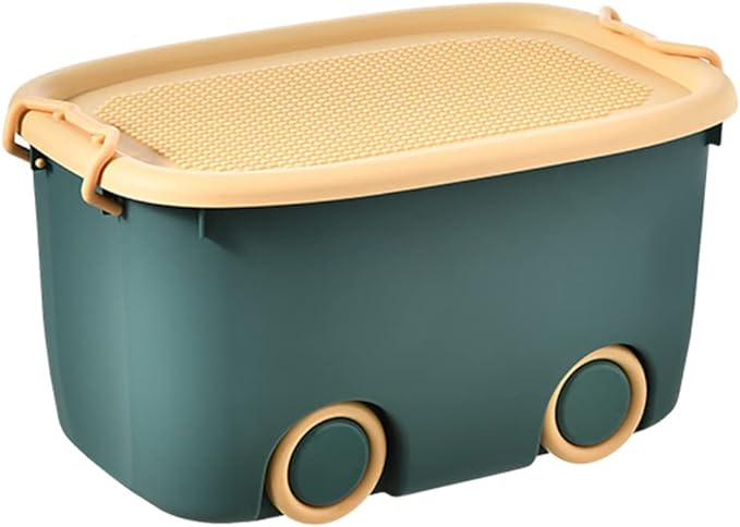 LIFKOME Stackable Toy Storage Box with Wheels Rolling Storage Box with Snap Lid Handle&amp Latches Wheeled Storage Durable and Reusable Storage Bins with Latching Lids